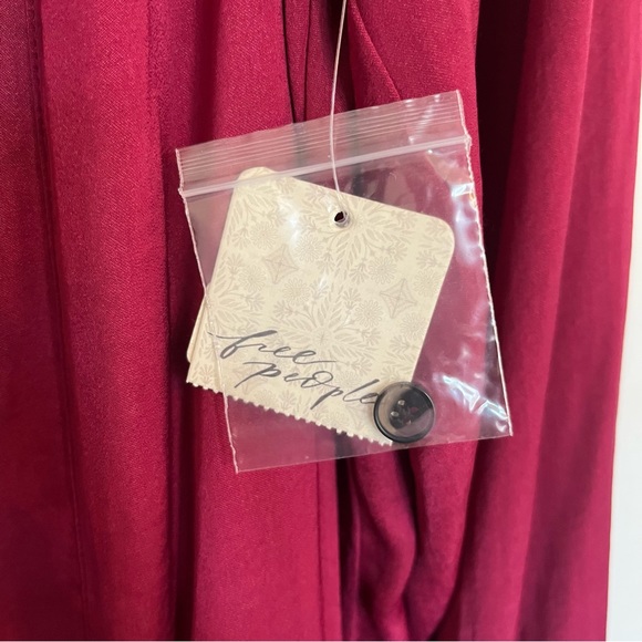 Free People NWT Lala Tie-Detail Button Up Red Blouse Women's size medium - Picture 9 of 16